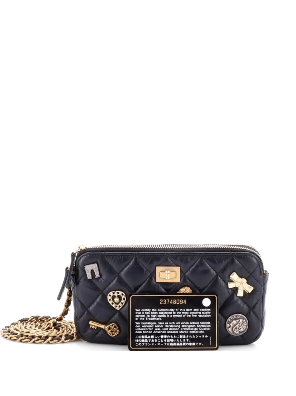 Lucky Charms Reissue 2.55 Double Zip Clutch With Chain Quilted Aged Calfskin shoulder bag