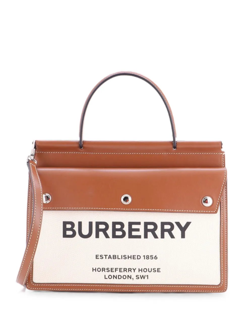 Title Pocket Bag Horseferry Print Canvas with Leather Small shoulder bag