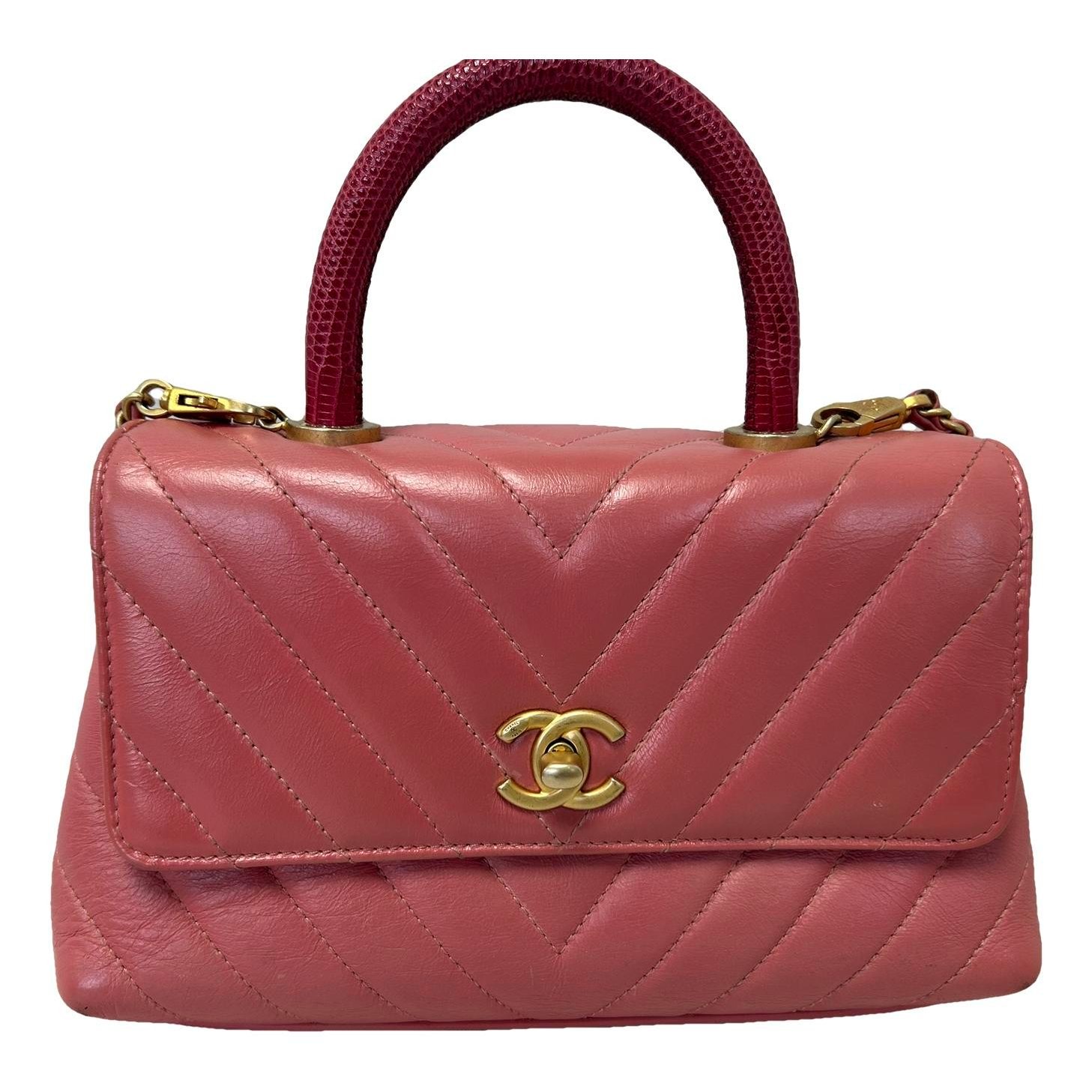 Trendy CC Top Handle leather handbag