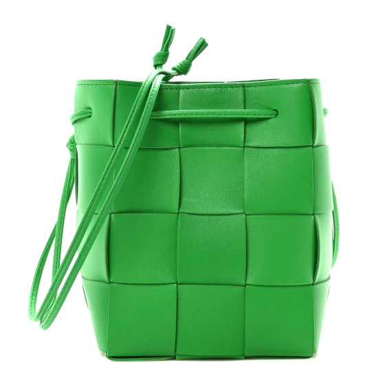 Bottega Veneta Nappa Maxi Intrecciato Small Cassette Bucket Bag Parakeet
