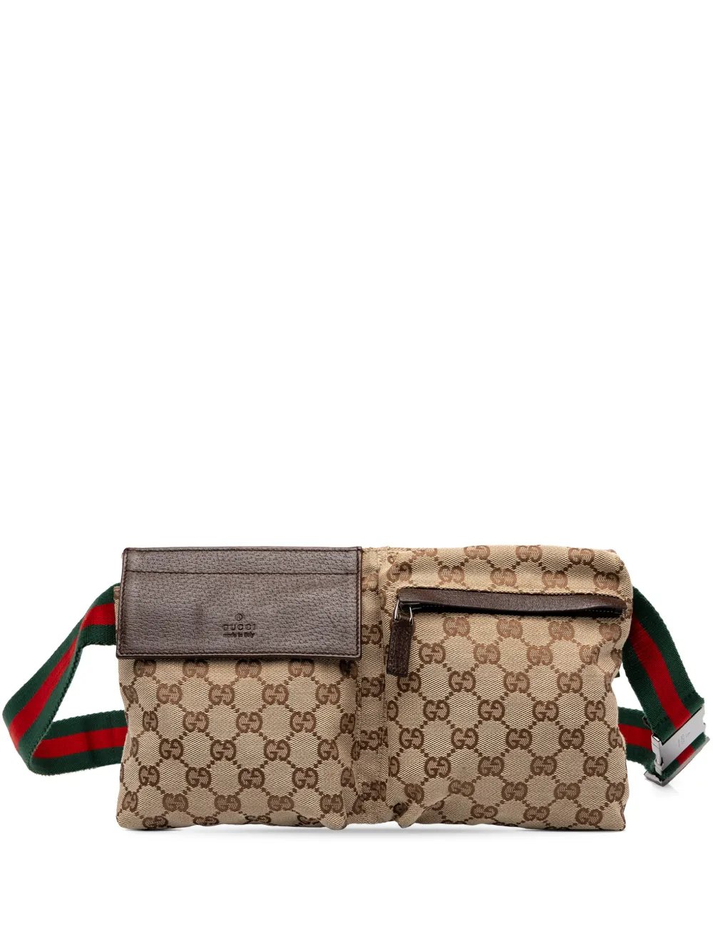 2000-2015 GG Canvas Web Double Pocket belt bag