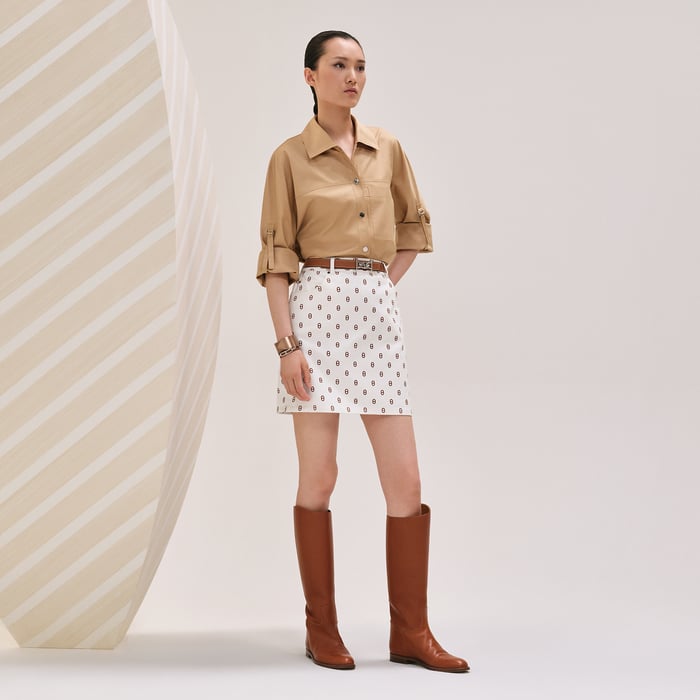 Marron Fauve "Chaine d'Ancre" Denim Miniskirt