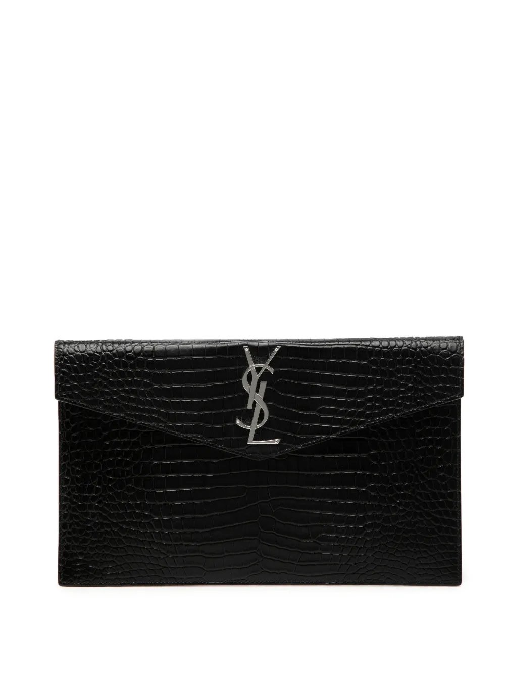 20th Century Croc Embossed Leather Uptown Pouch clutch bag