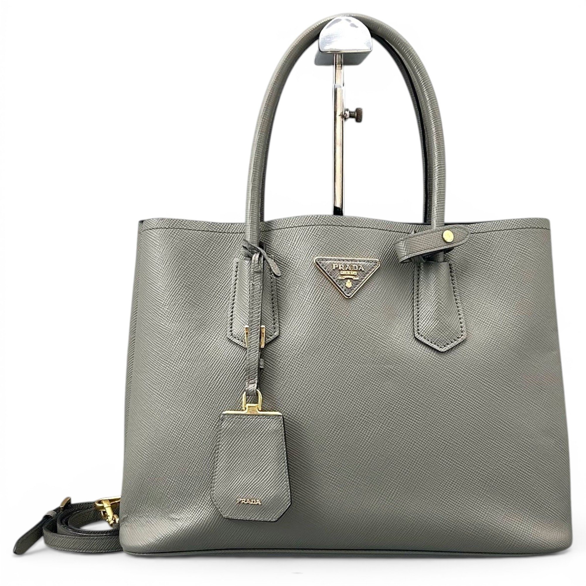 Double leather handbag