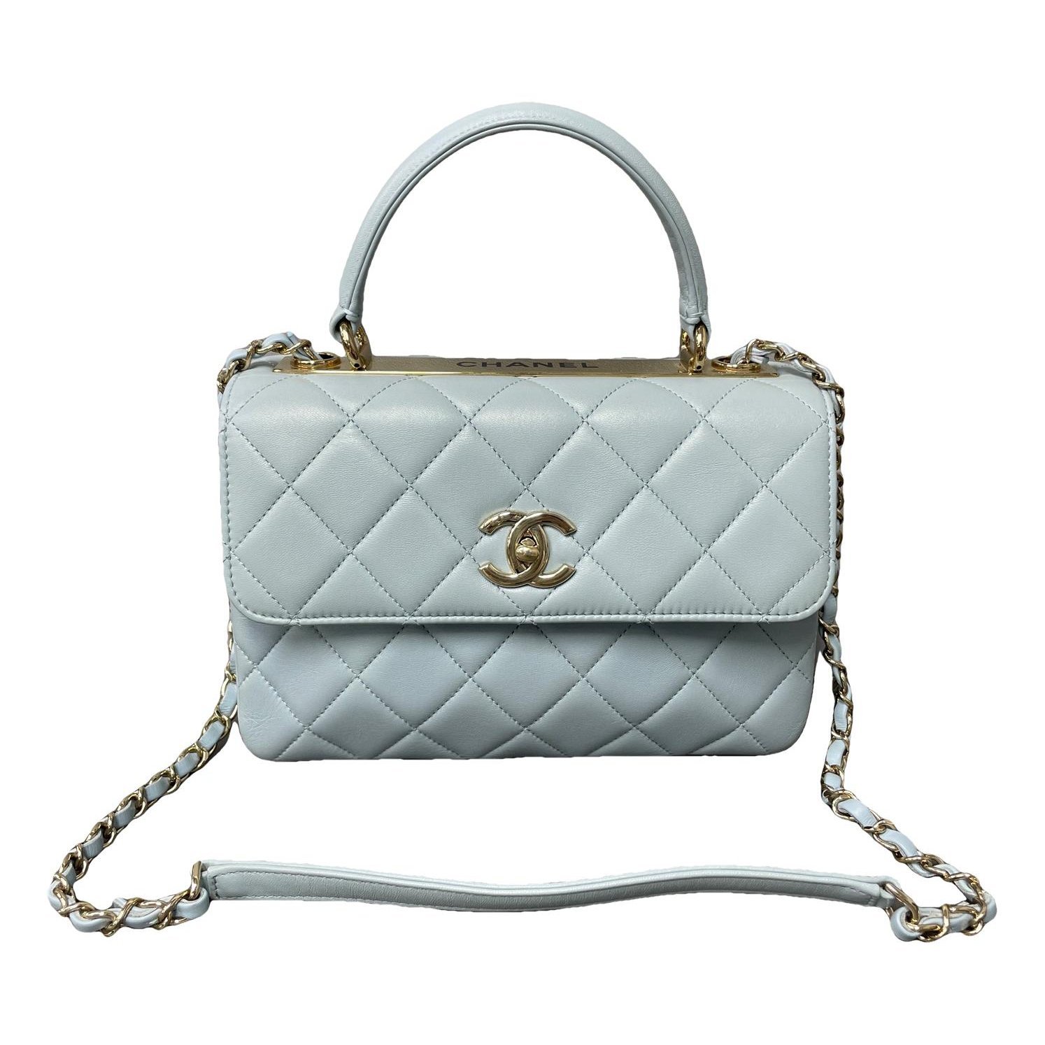 Trendy CC Top Handle leather handbag