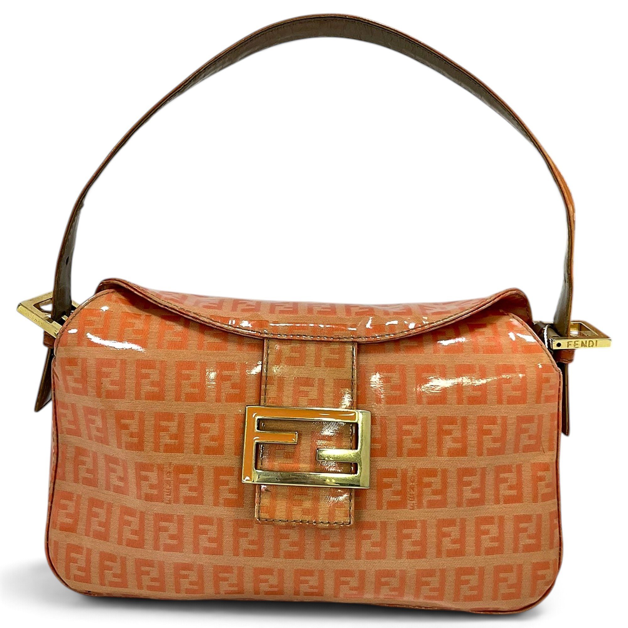 Baguette patent leather handbag