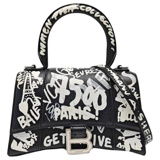 Hourglass leather handbag
