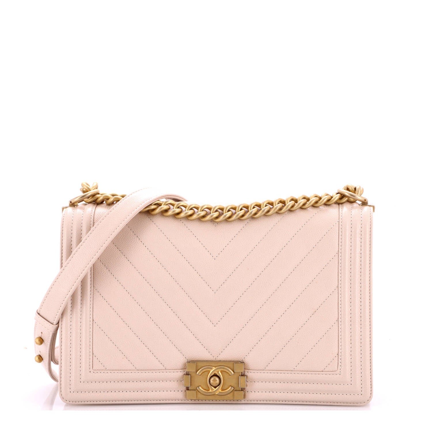 Boy Flap Bag Chevron Caviar New Medium