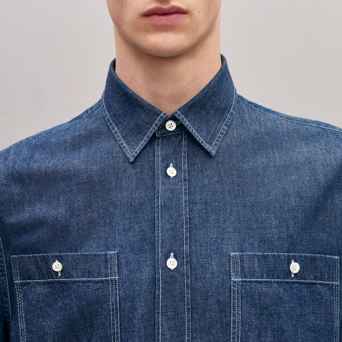 Indigo Lavé Straight Cut Denim Shirt