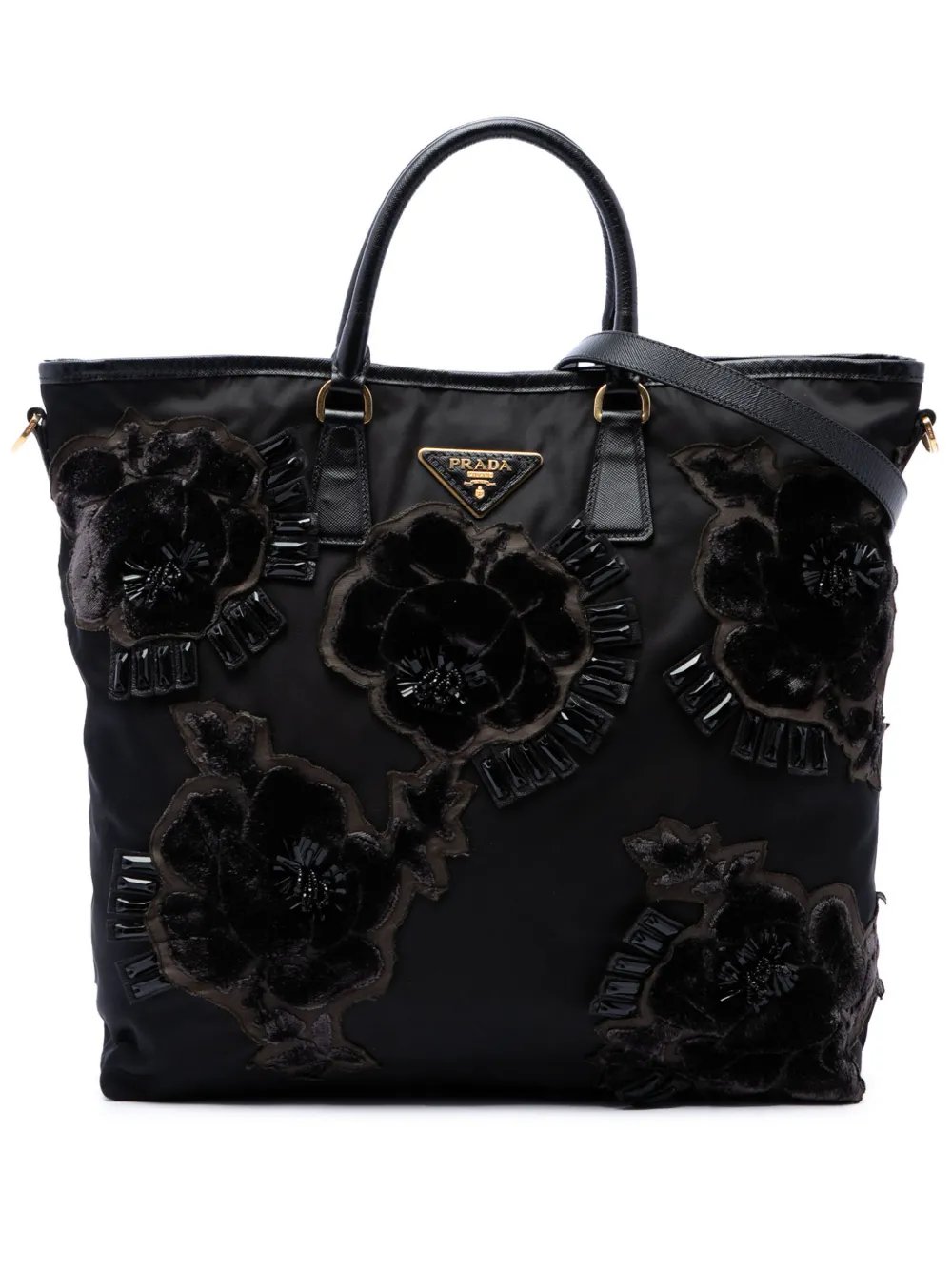 2013-2026 Beaded Tessuto Floral Applique Tote satchel