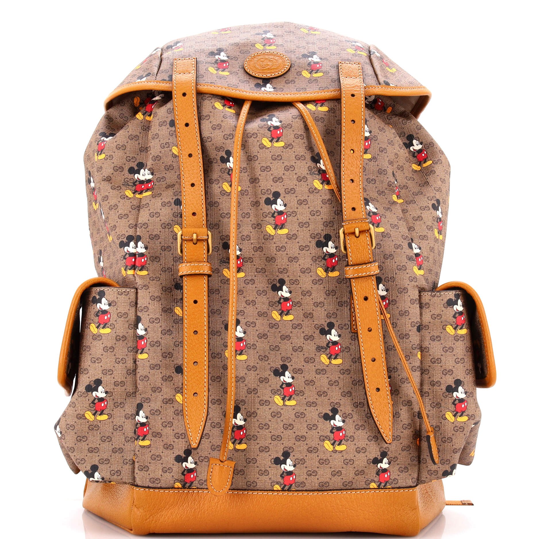 Gucci Disney Mickey Mouse Double Pocket Belt Backpack Printed Mini GG Coated Canvas Large