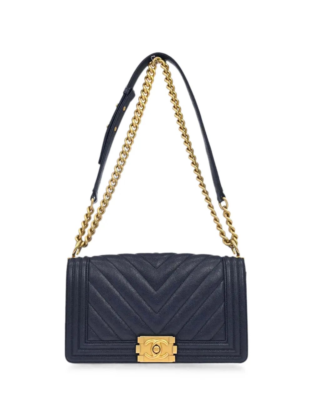 2018 medium Boy Chanel chevron-pattern shoulder bag