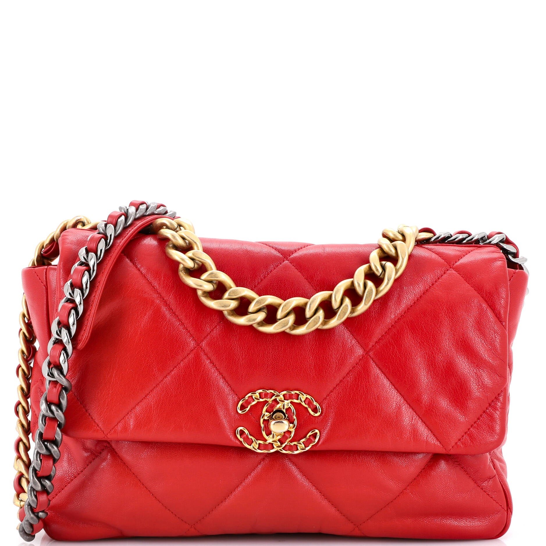 19 Flap Bag Quilted Leather Large