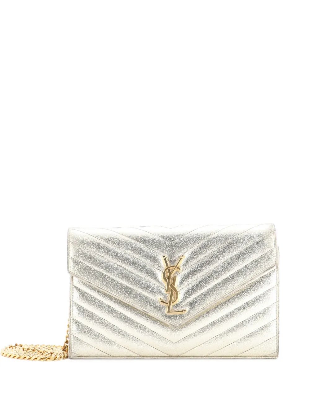 Classic Monogram Wallet on Chain Matelasse Chevron Metallic Leather Medium crossbody bag