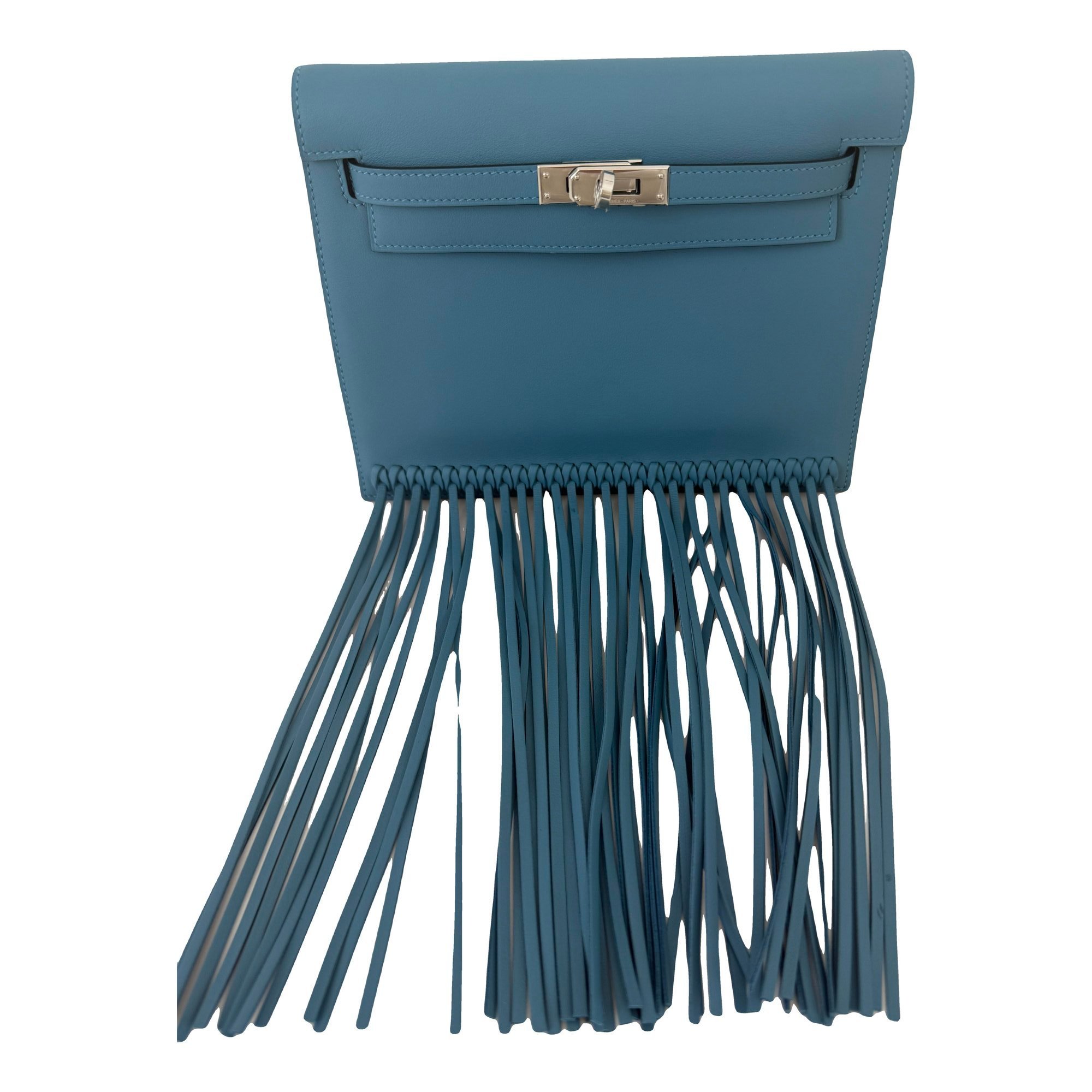 Hermes Kelly Handbag Blue Jean Swift Leather 2024