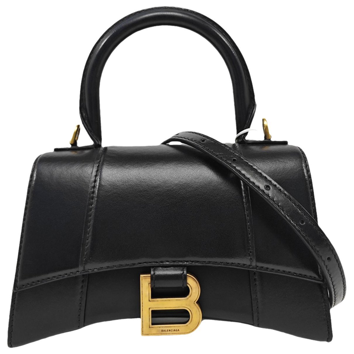 Hourglass leather handbag