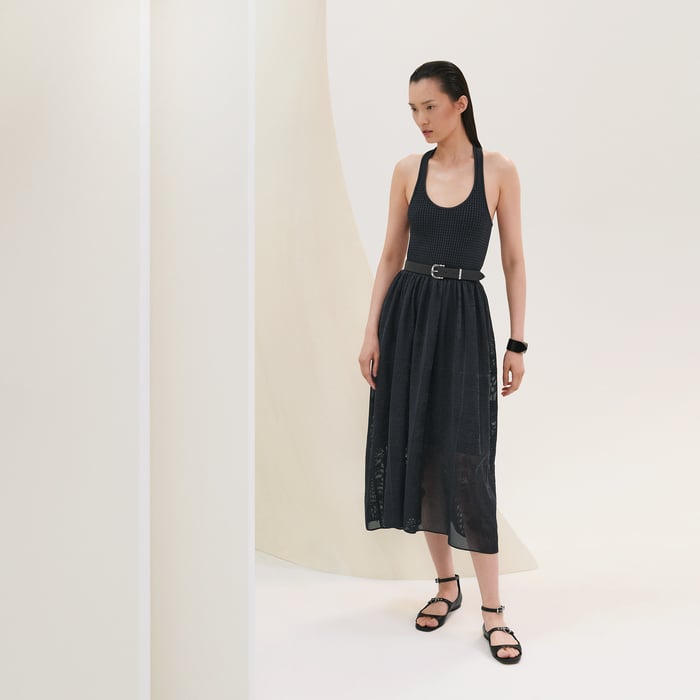 Bleu Noir "En Desordre a Fleurs" Draped Long Dress