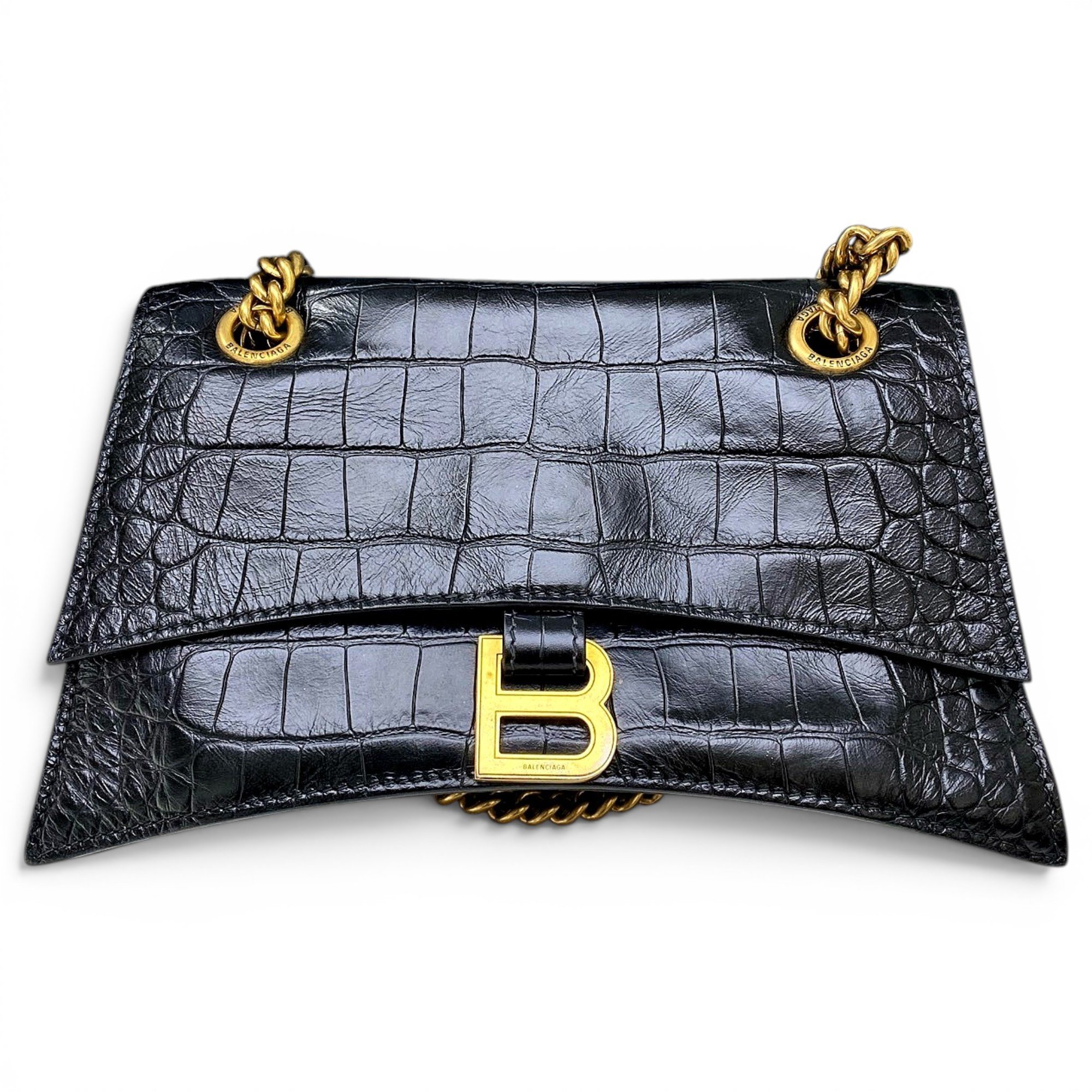 Hourglass leather handbag