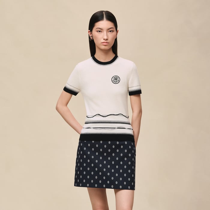 Blanc Nacre "Ex-libris" Short-sleeve Sweater