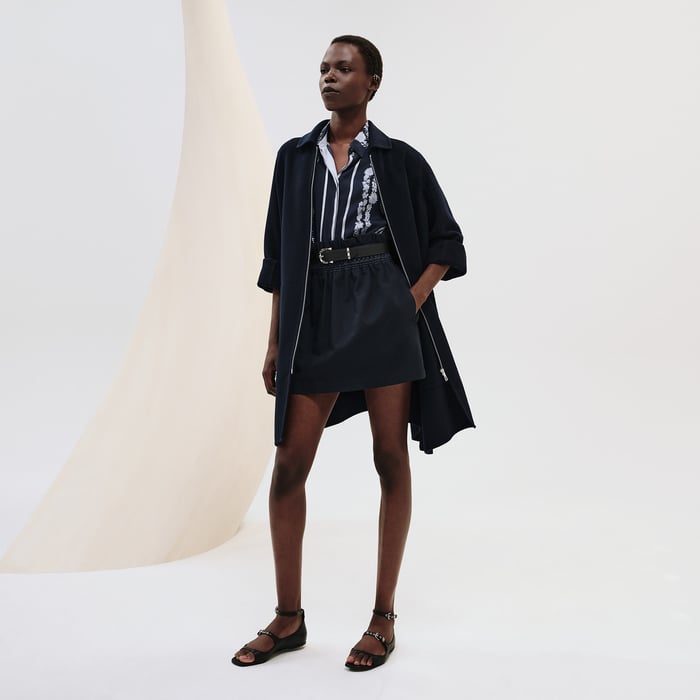 Bleu Noir Wool Zipped Coat