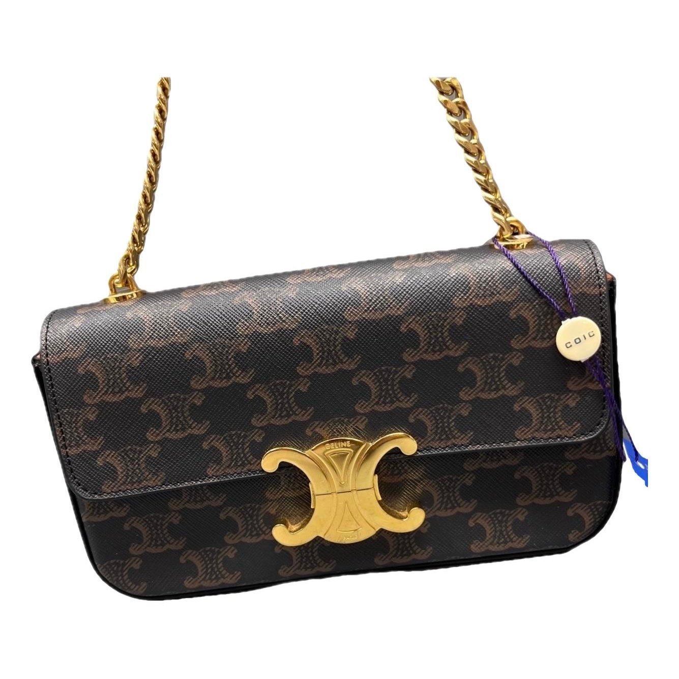 Triomphe chain leather handbag