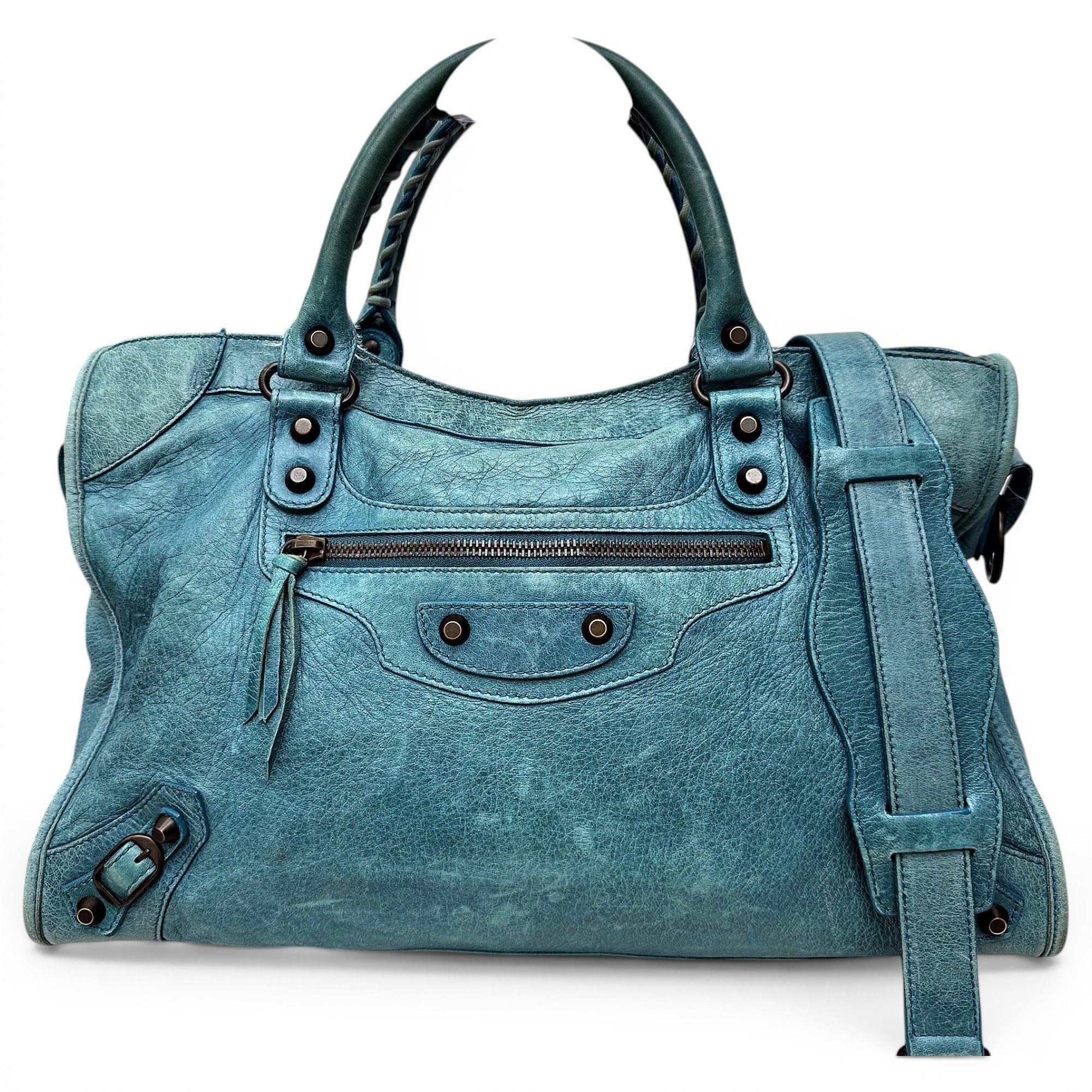 City leather handbag