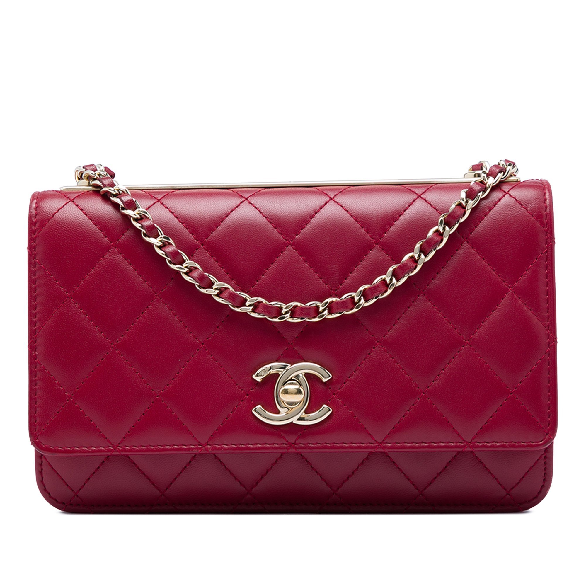 Trendy CC Wallet on Chain leather handbag