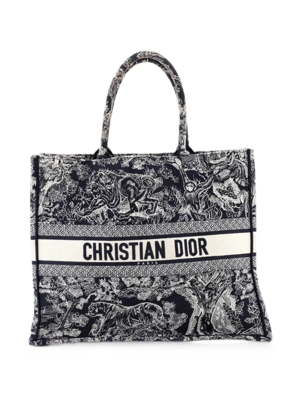 Book Embroidered Canvas Large tote bag