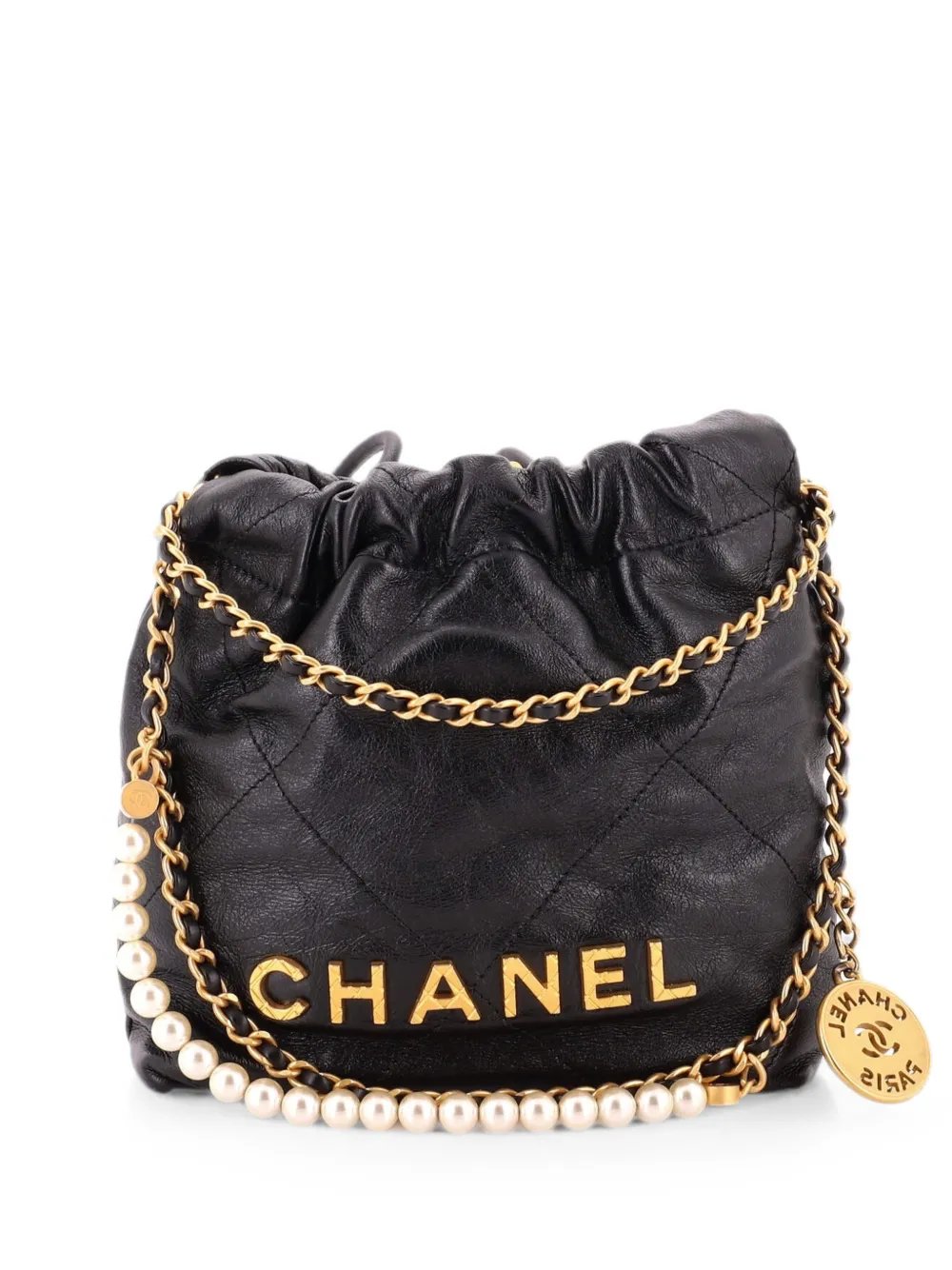 22 Chain Hobo Quilted Calfskin with Pearl Chain Mini crossbody bag