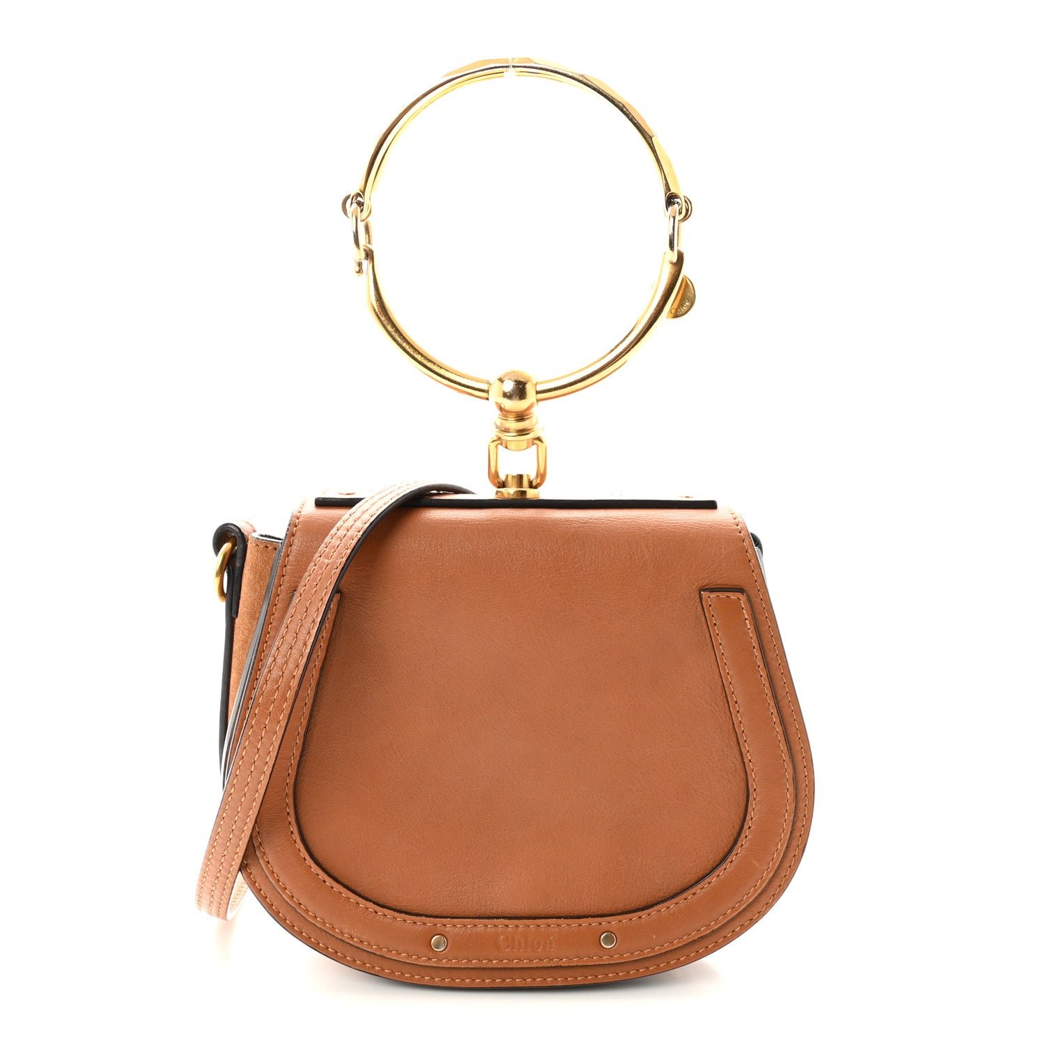Chloe Calfskin Suede Small Nile Bracelet Bag Caramel