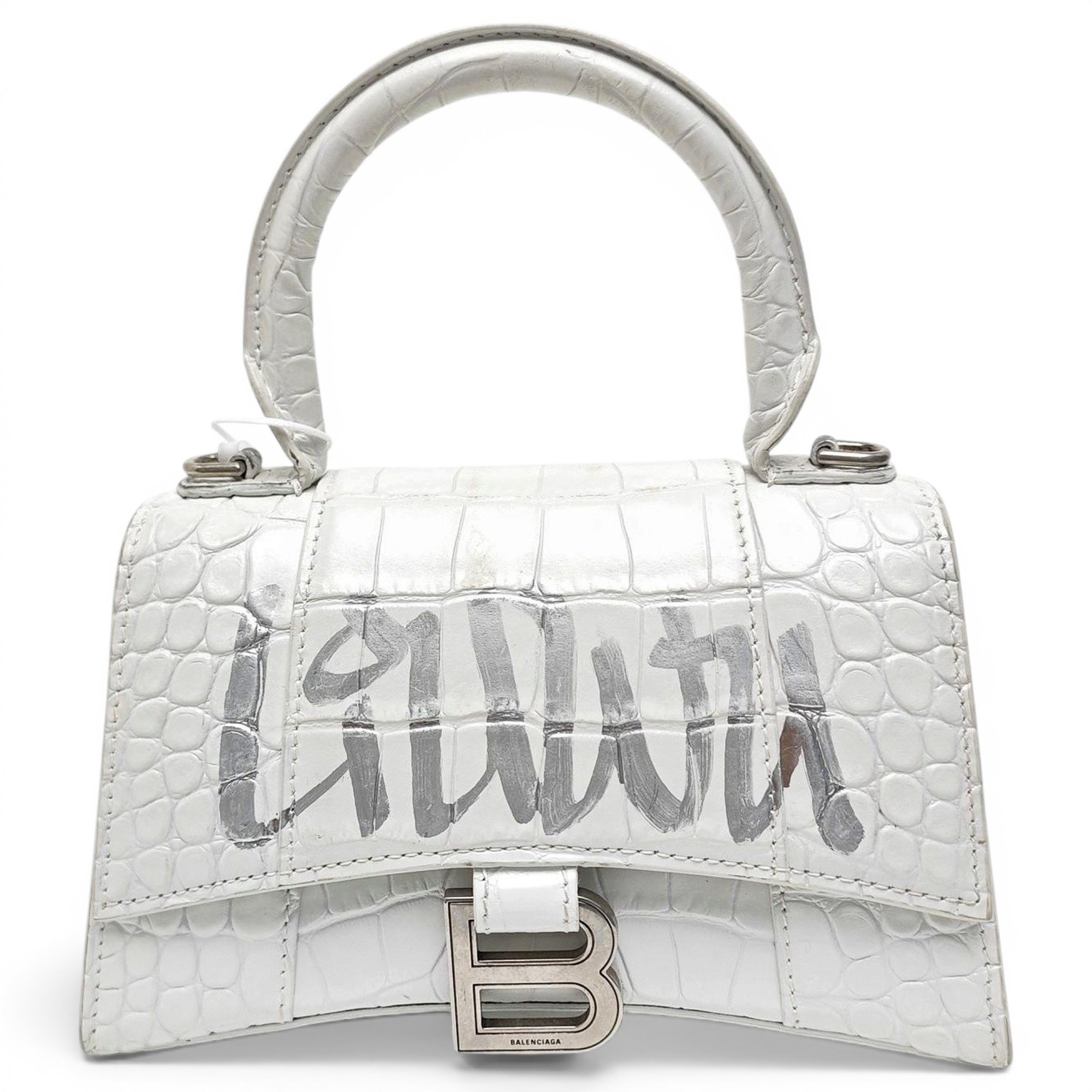 Hourglass leather handbag