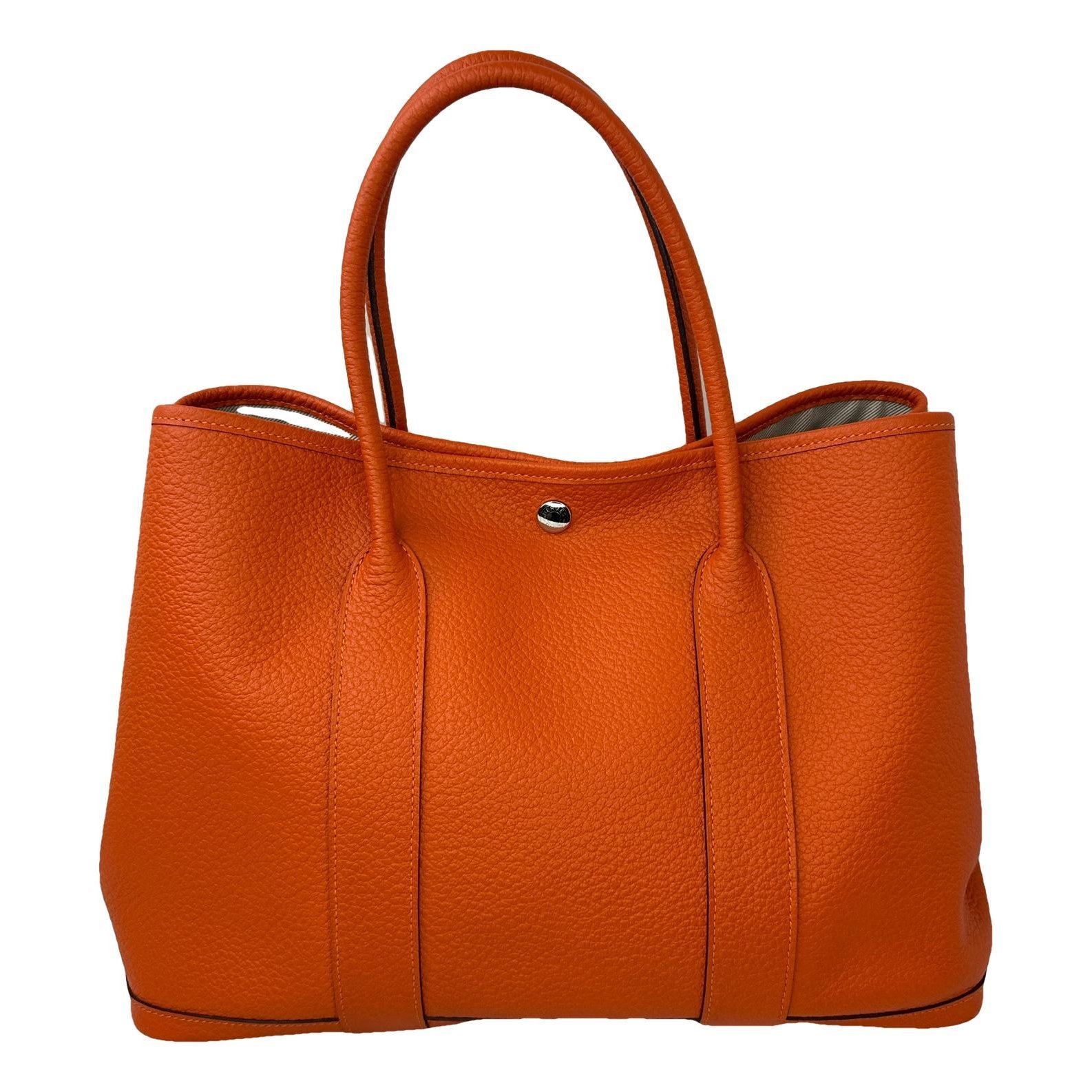 Hermes Garden Party Handbag Orange Negonda Leather