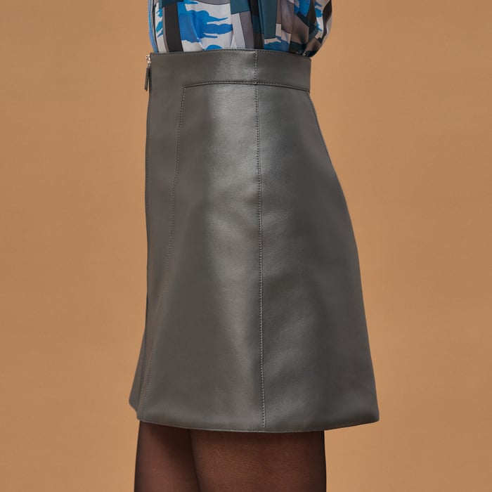 Gris Satin A-line Miniskirt