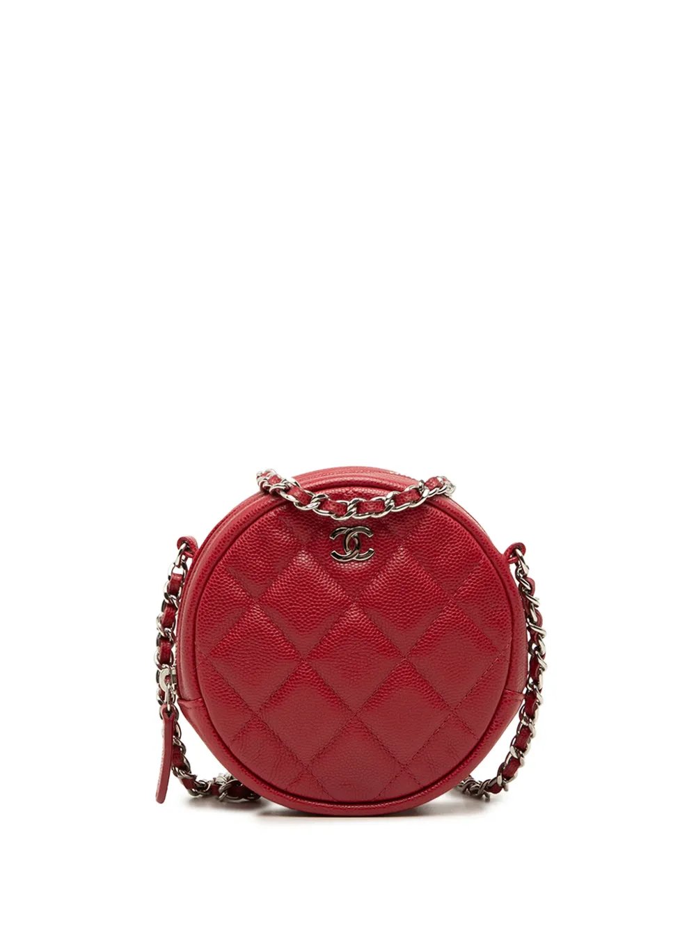 2018-2019 Quilted Caviar Round Clutch With Chain crossbody bag