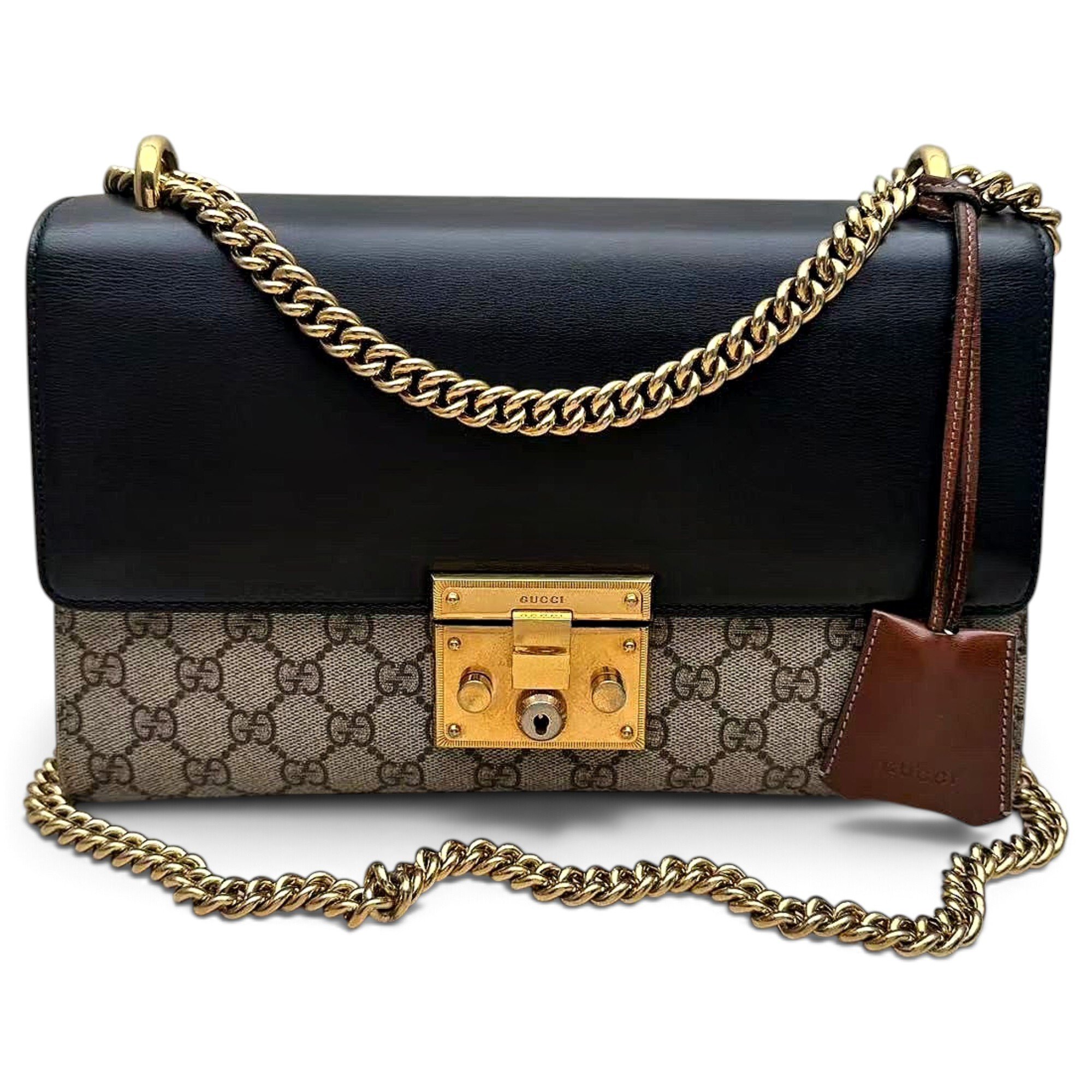 Padlock leather handbag