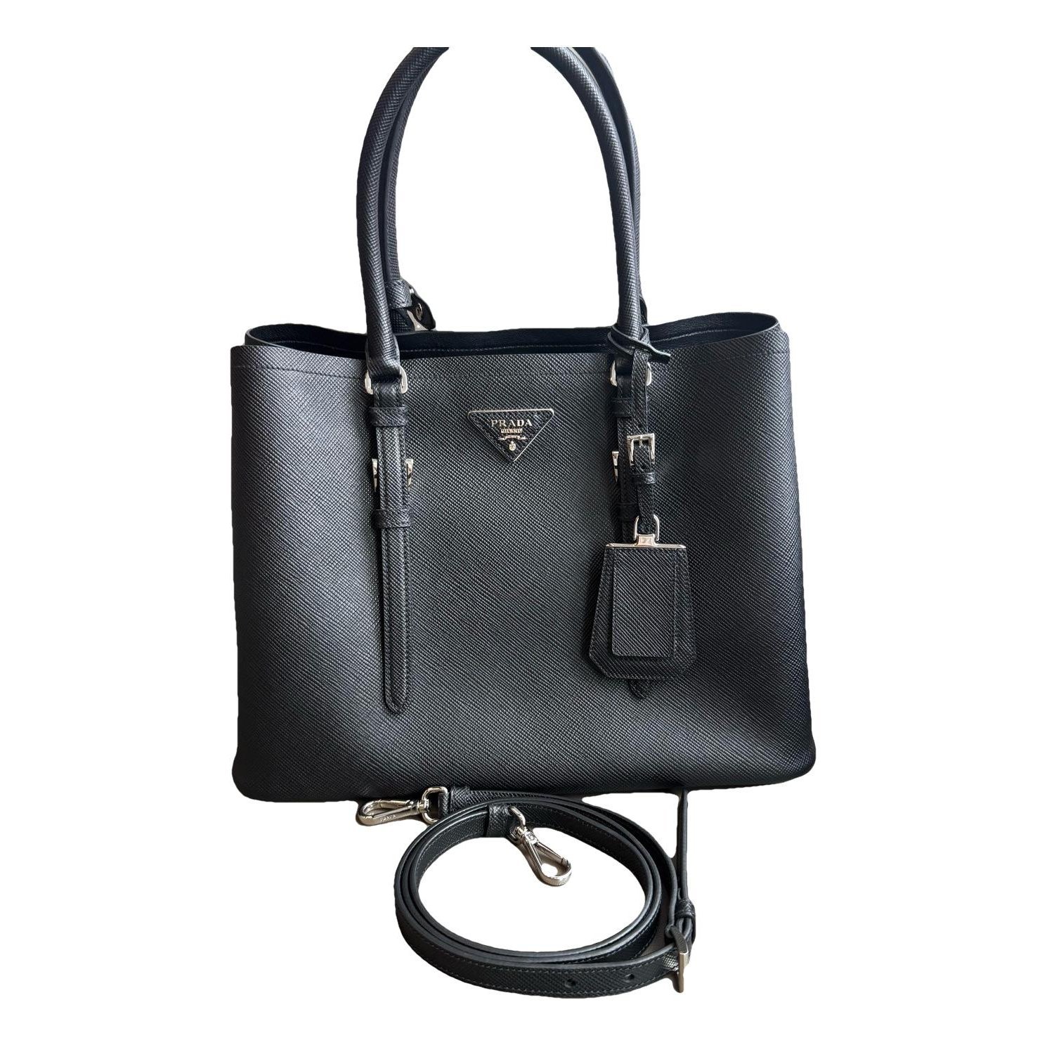 Double leather handbag