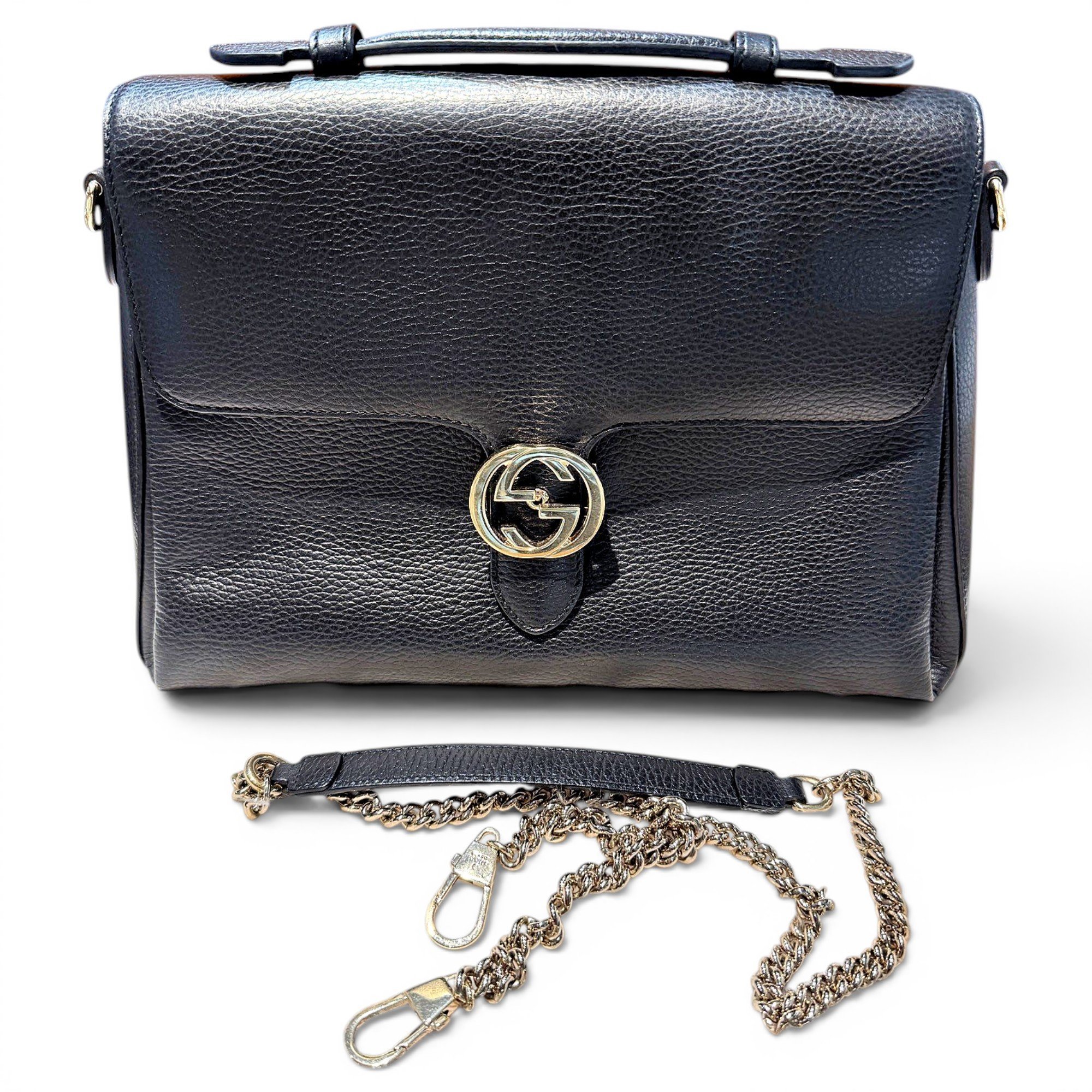 Interlocking leather crossbody bag