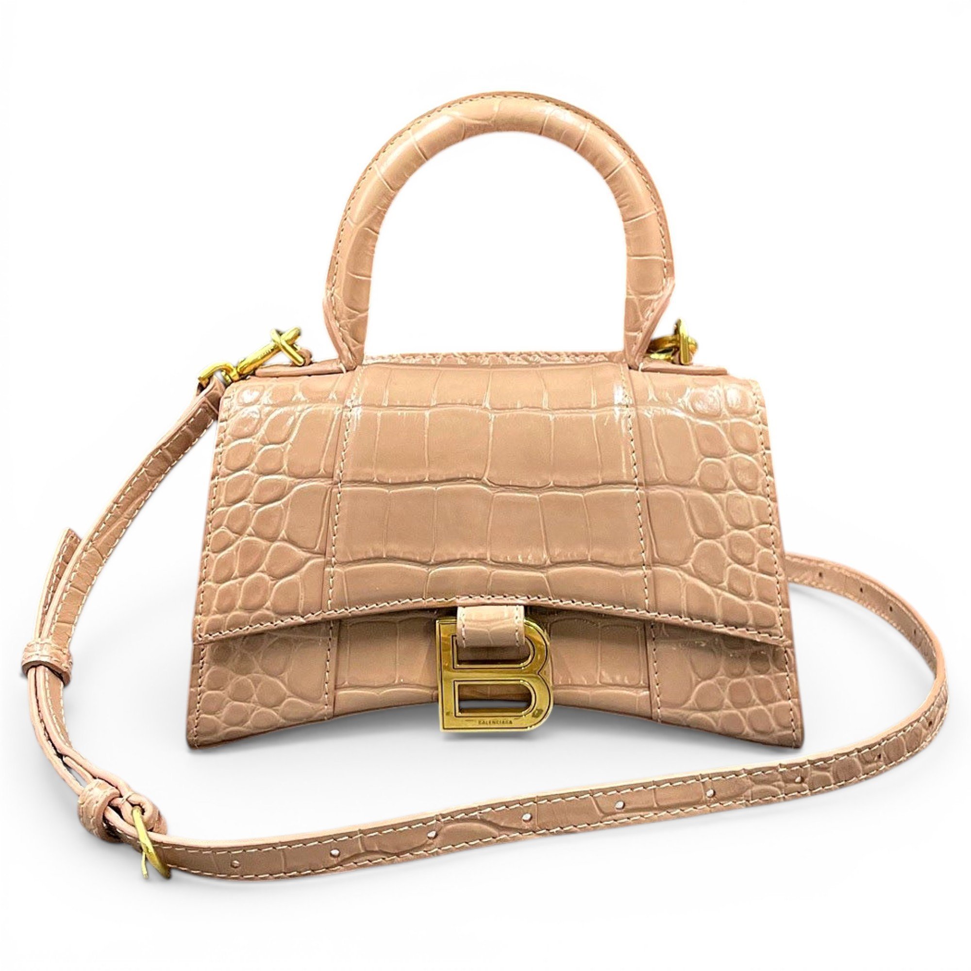 Hourglass leather handbag
