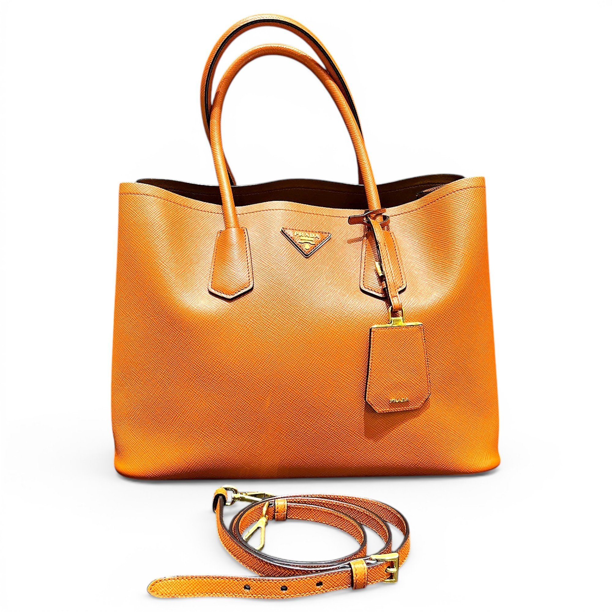 Double leather handbag