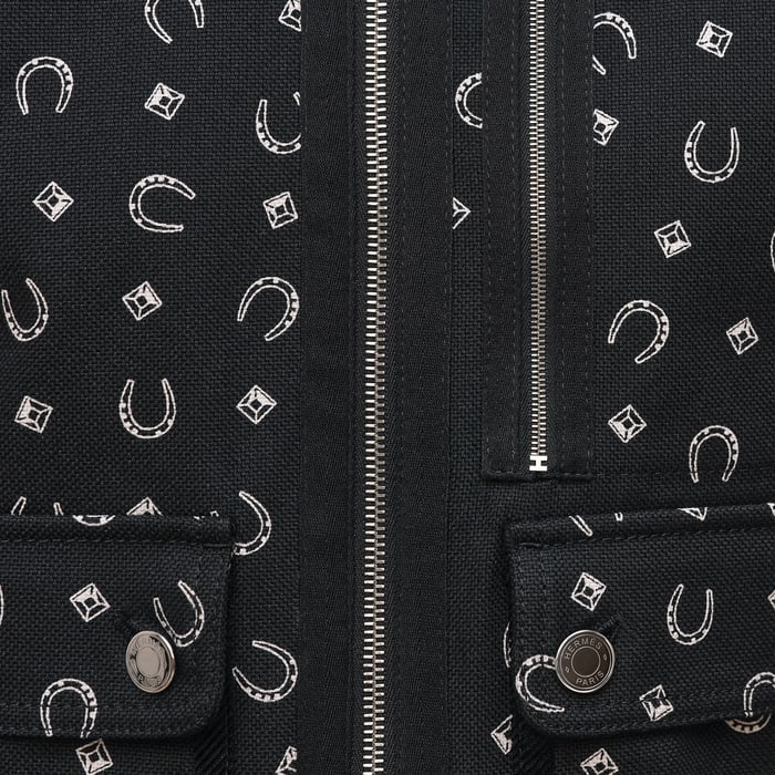 Noir "Porte-bonheur Bandana" Mixed Materials Jacket