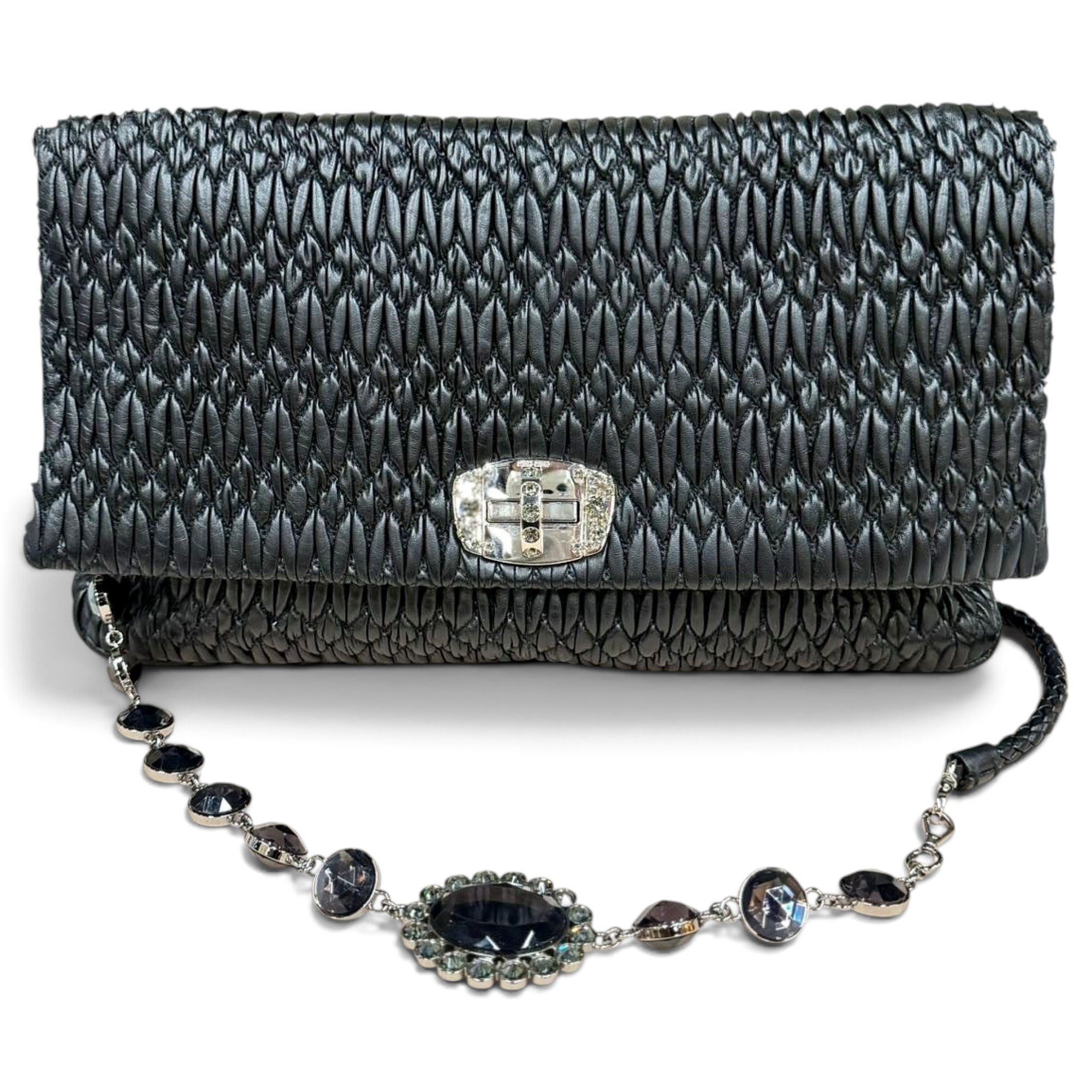 Miu Crystal leather handbag