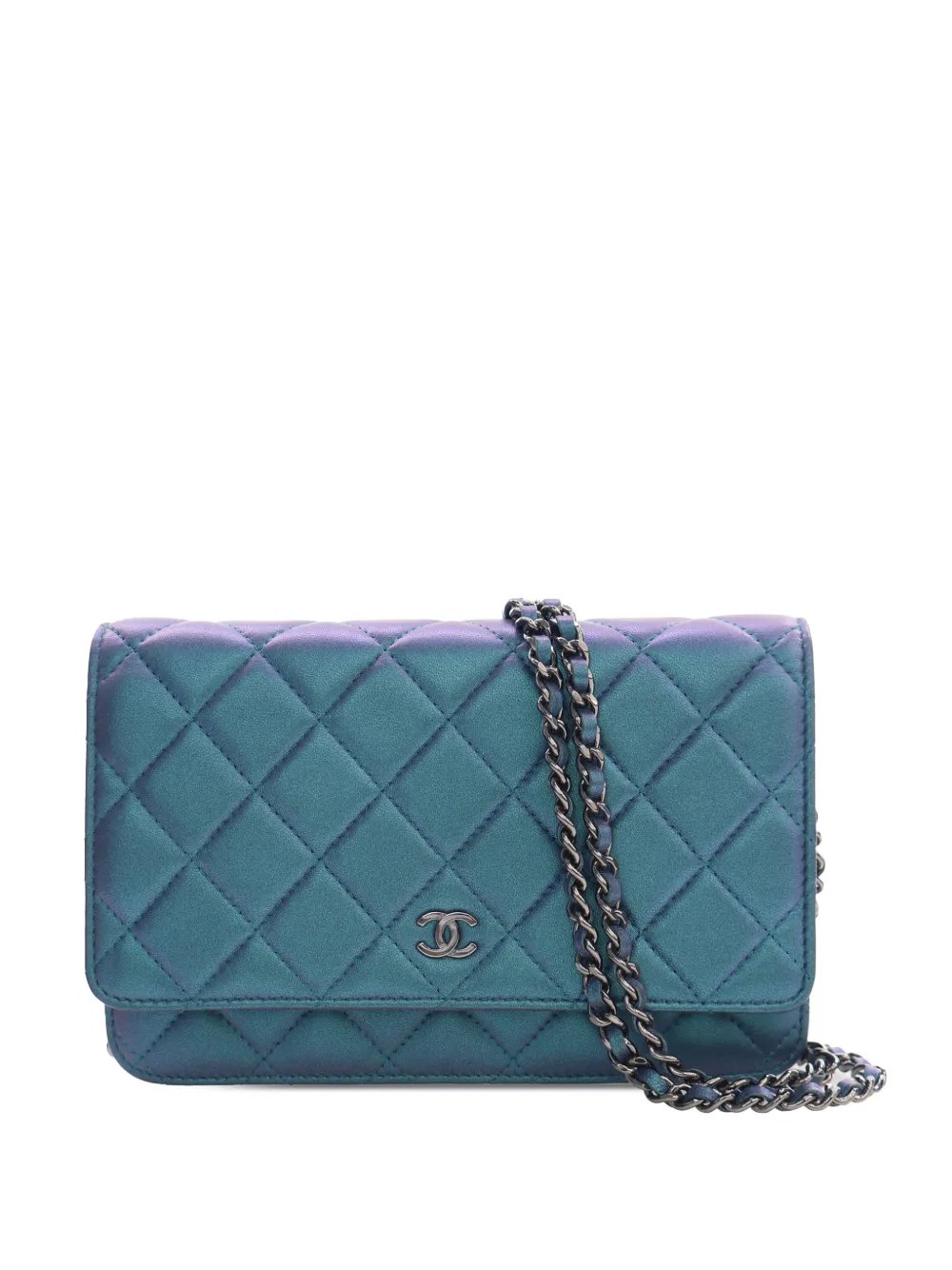 2017-2018 CC Quilted Iridescent Lambskin Wallet on Chain crossbody bag