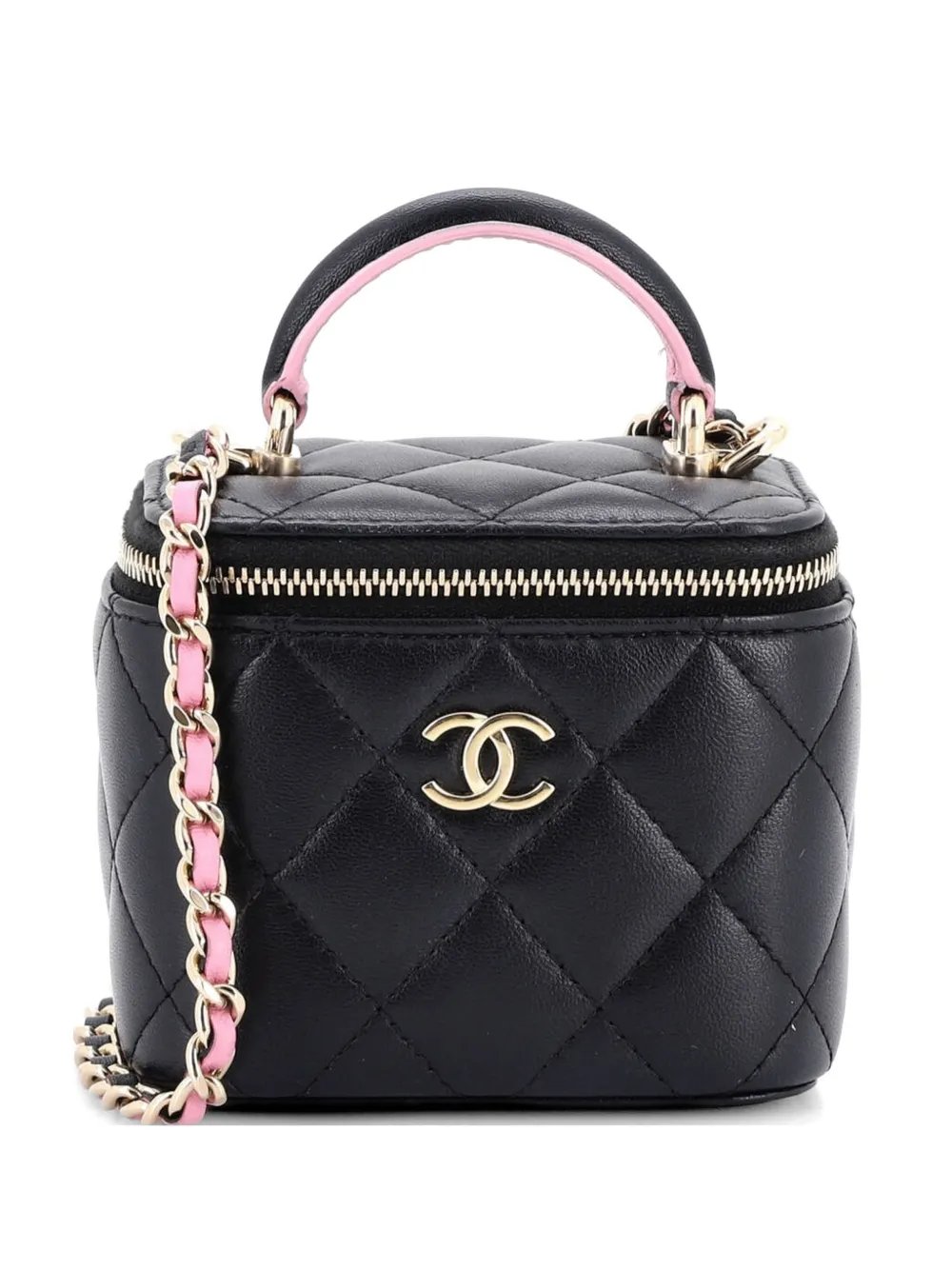 Classic Top Handle Vanity Case with Chain Quilted Lambskin Mini crossbody bag