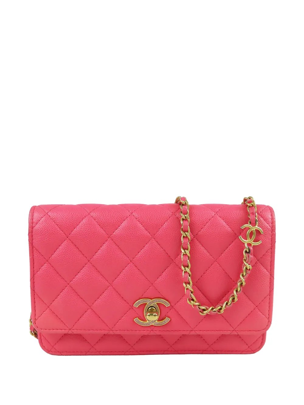 2021-2026 CC Quilted Caviar Glitter Roller Skate Wallet On Chain crossbody bag
