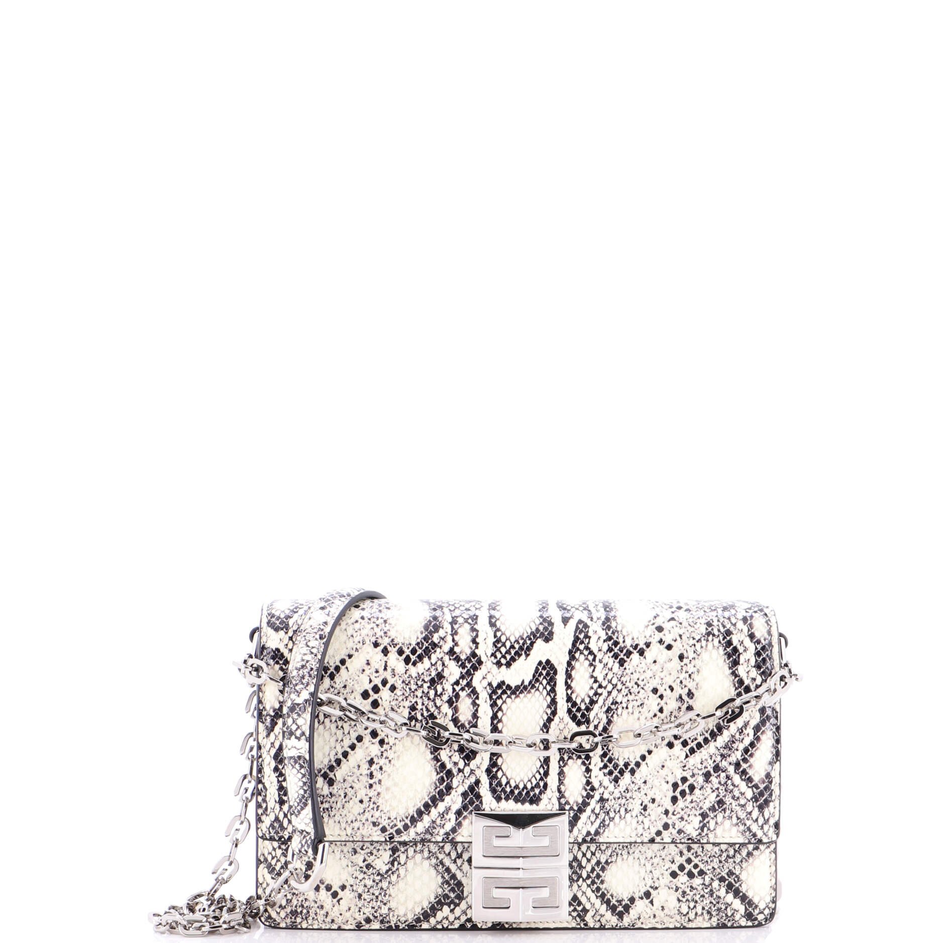 Givenchy 4G Chain Crossbody Bag Snakeskin Embossed Leather Small