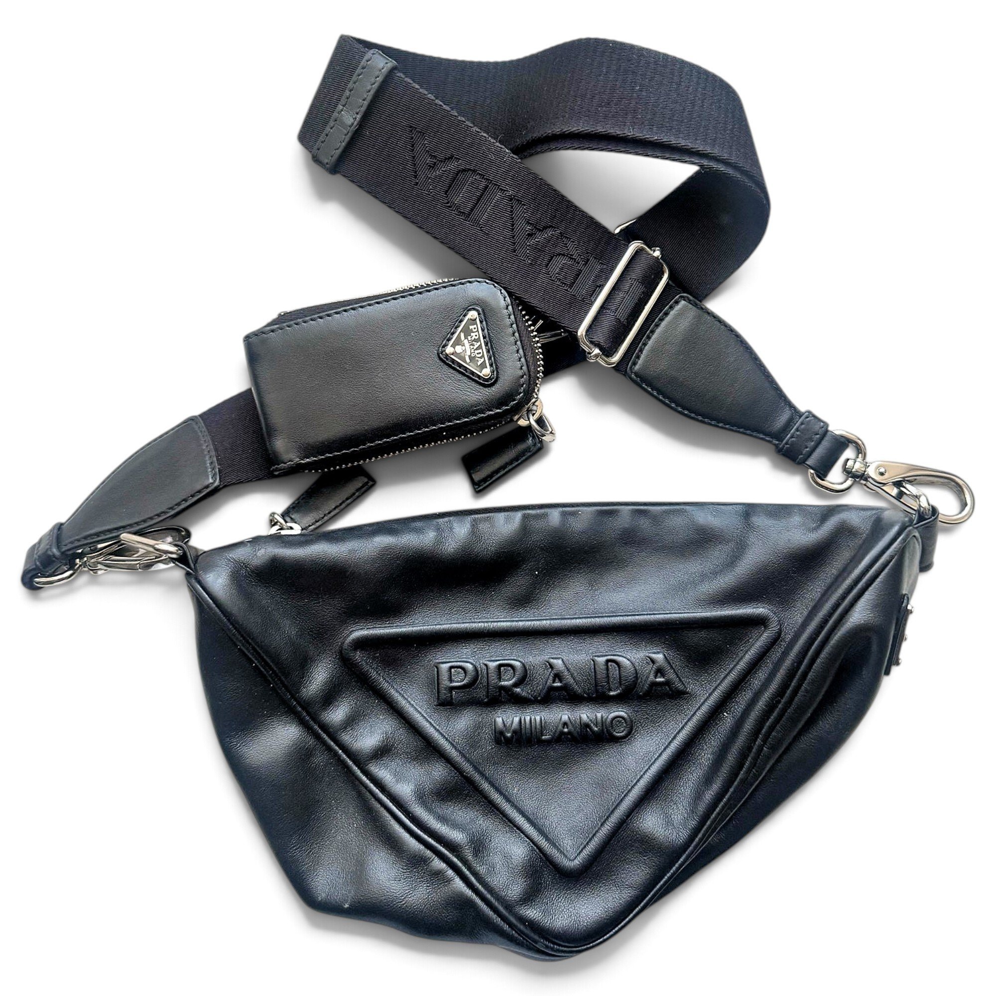 Triangle leather crossbody bag
