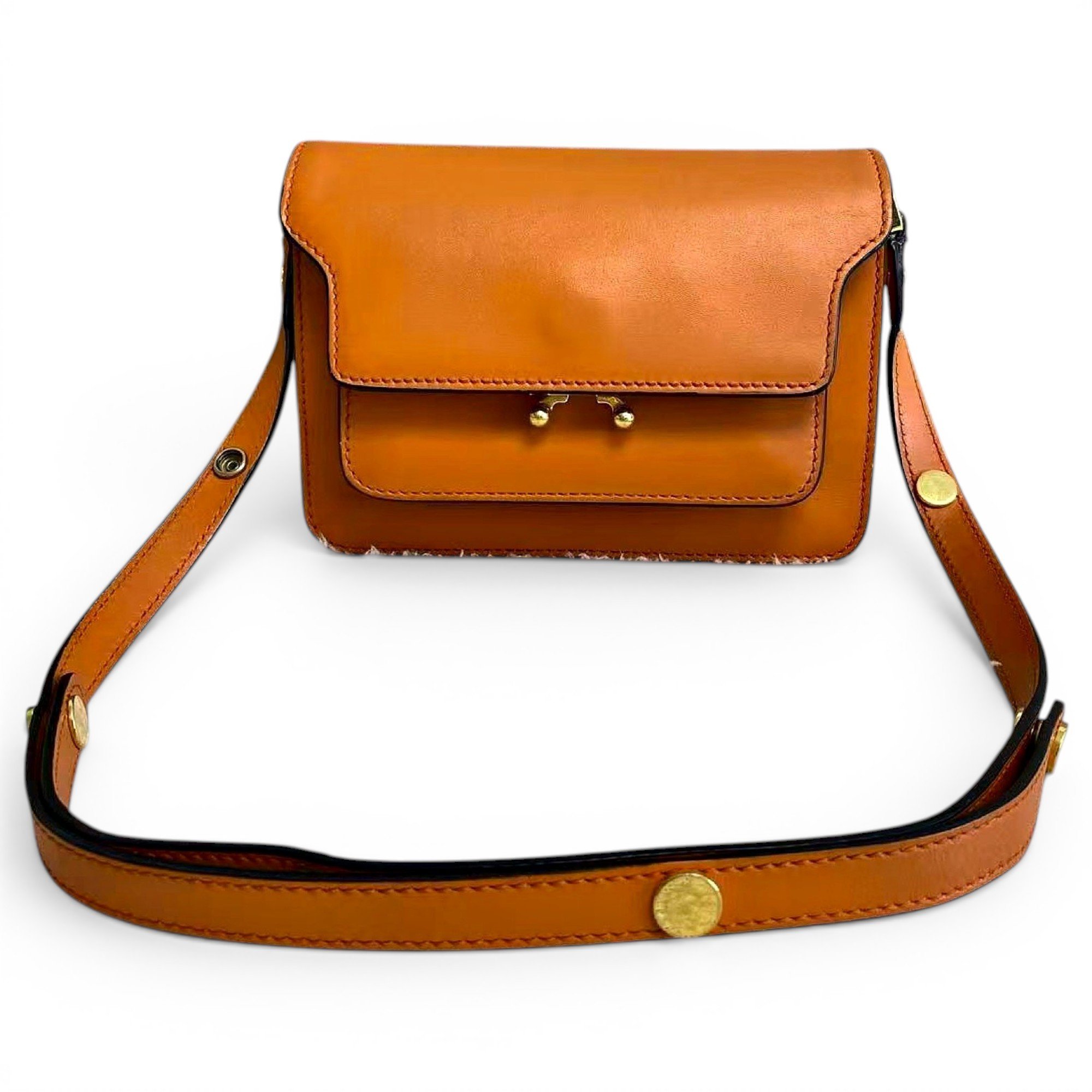 Trunk leather crossbody bag
