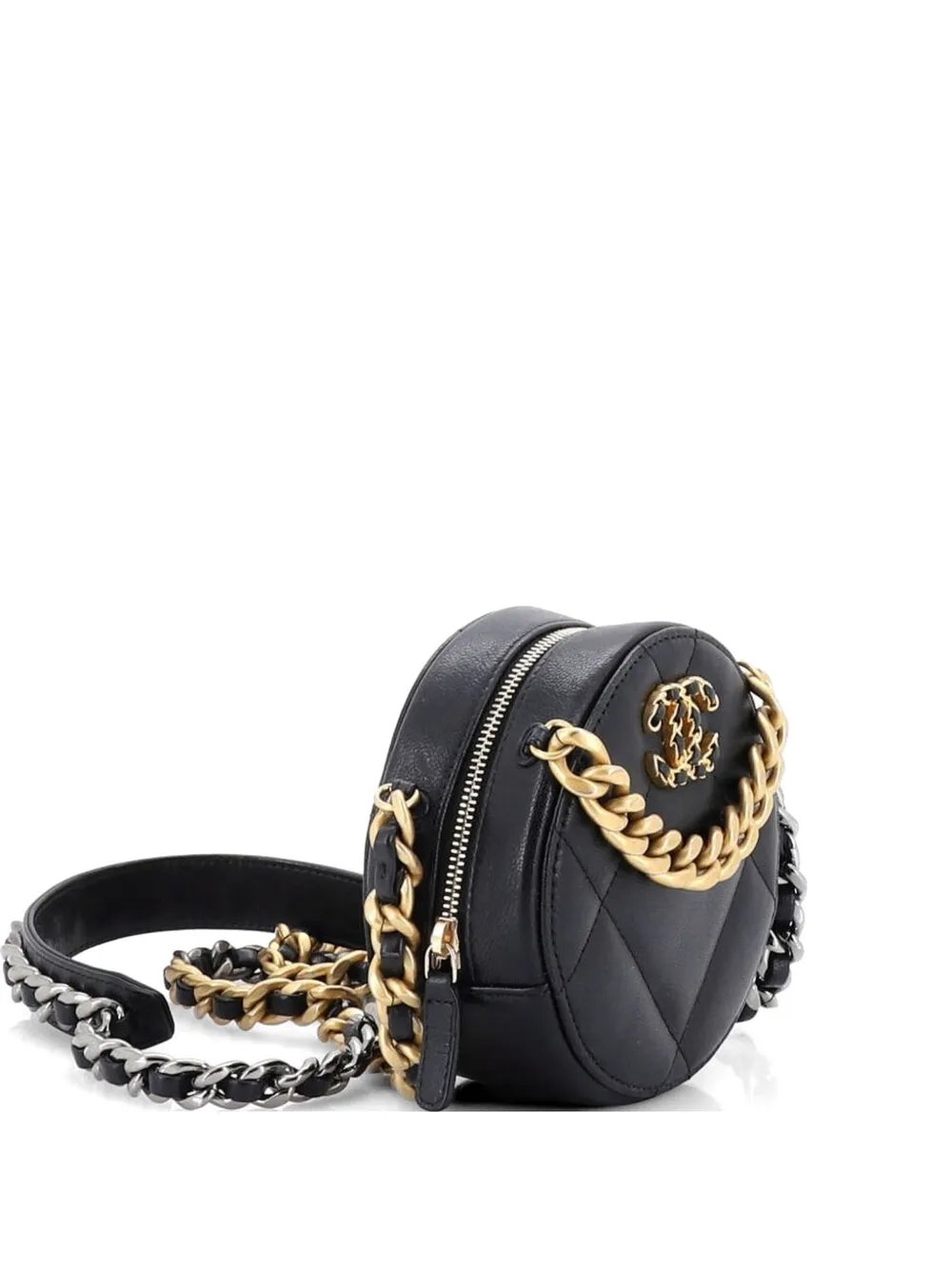 19 Round with Chain Quilted Leather clutch bag