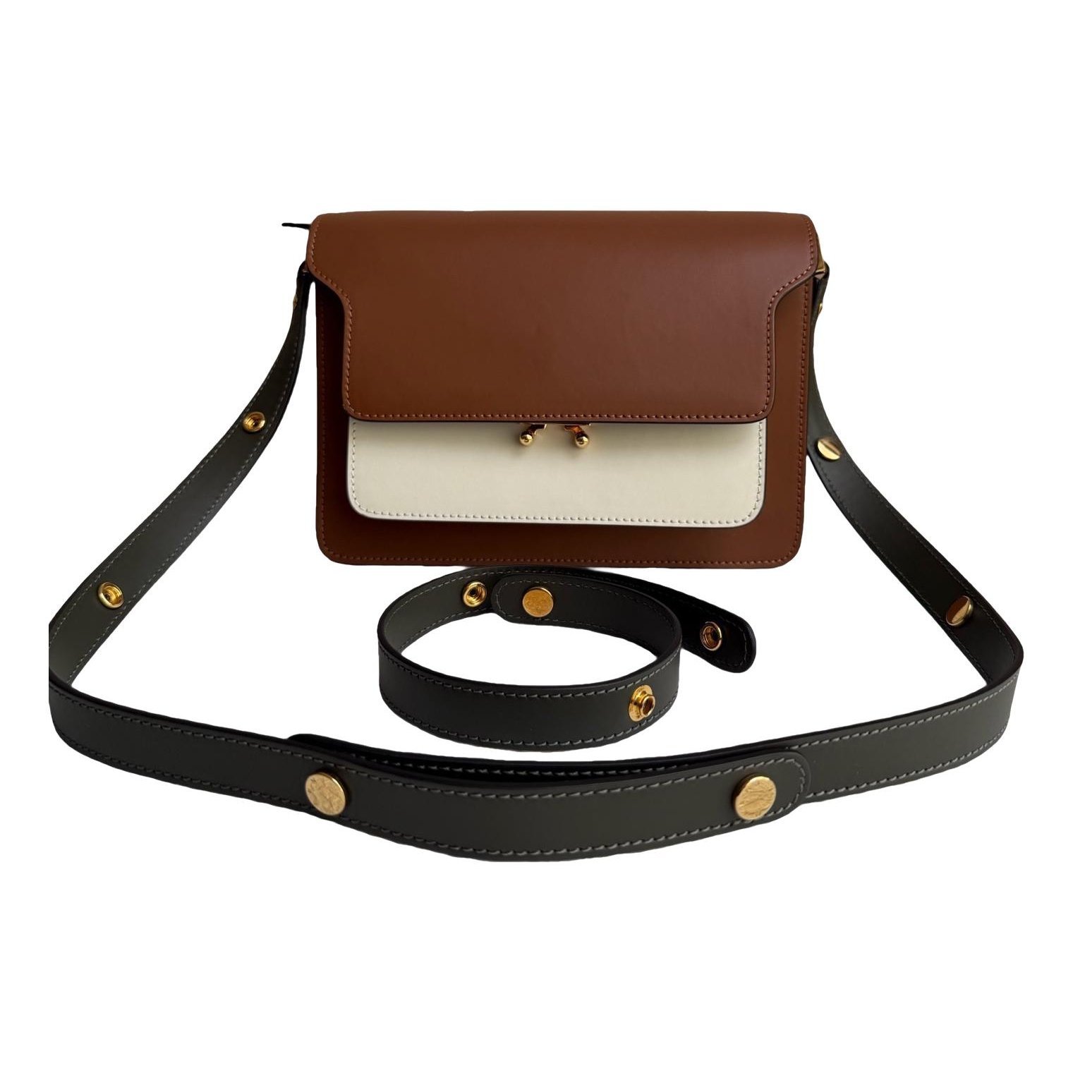 Trunk leather crossbody bag