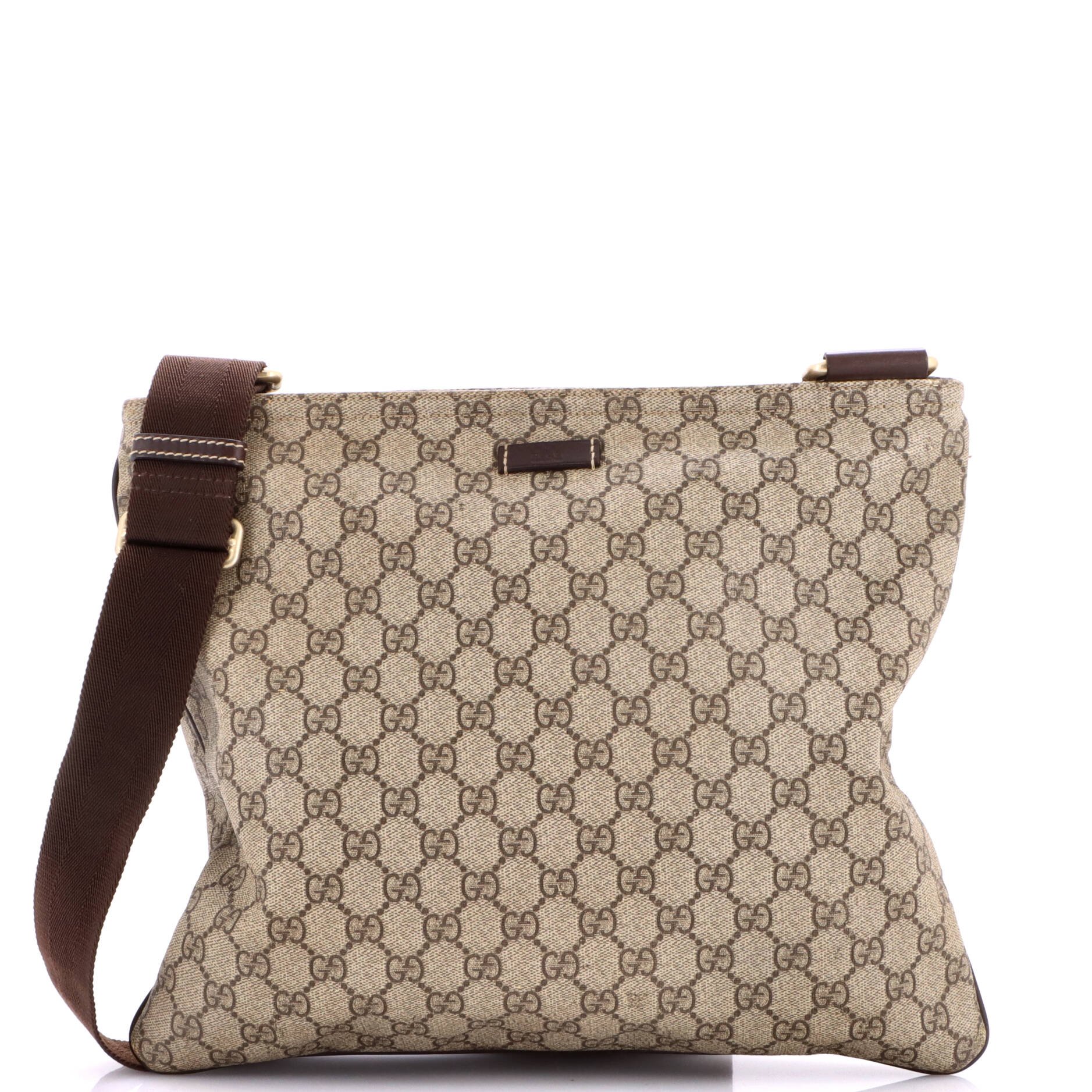 Zip Top Messenger Bag GG Coated Canvas Large